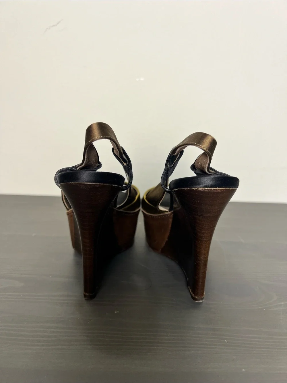 Marni Colorblock Platform Wedge Sandals Size 36 Black Yellow Peep Toe Heel